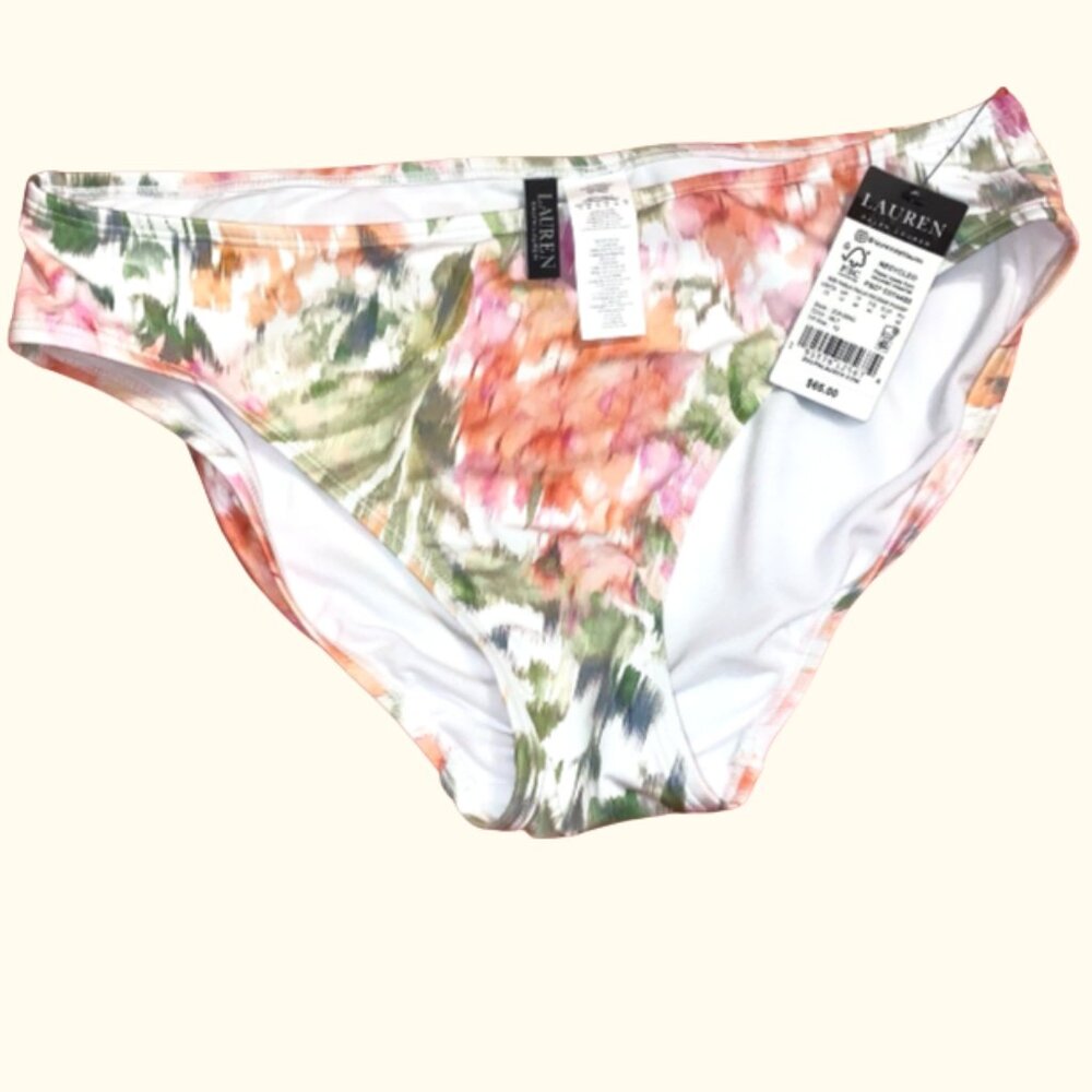 Lauren Ralph Lauren Floral Print Bikini Bottom Size 12 Pastel
